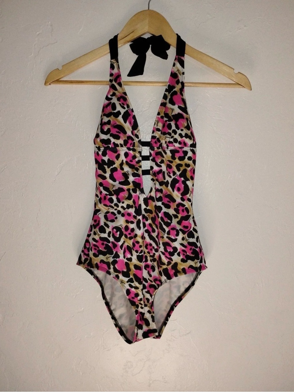 Guess girls Leopard Print Halter One-Piece Swimsuit